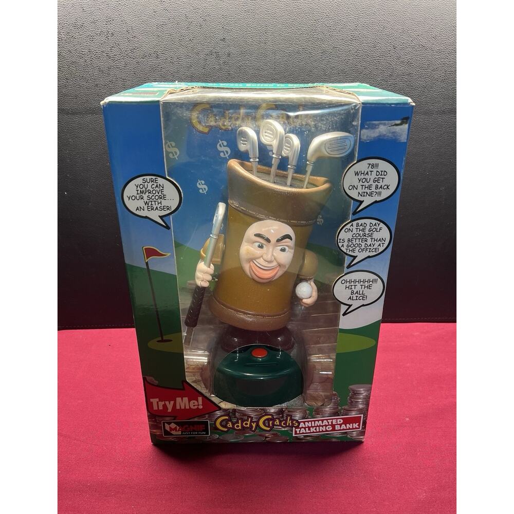 Vintage Caddy Cracks‎ Animated Talking Golf Bank. Used with original Box.